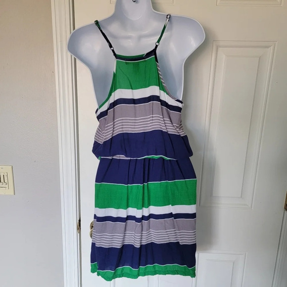 Banana Republic Navy Green White Striped Sundress Size S - Picture 3 of 7